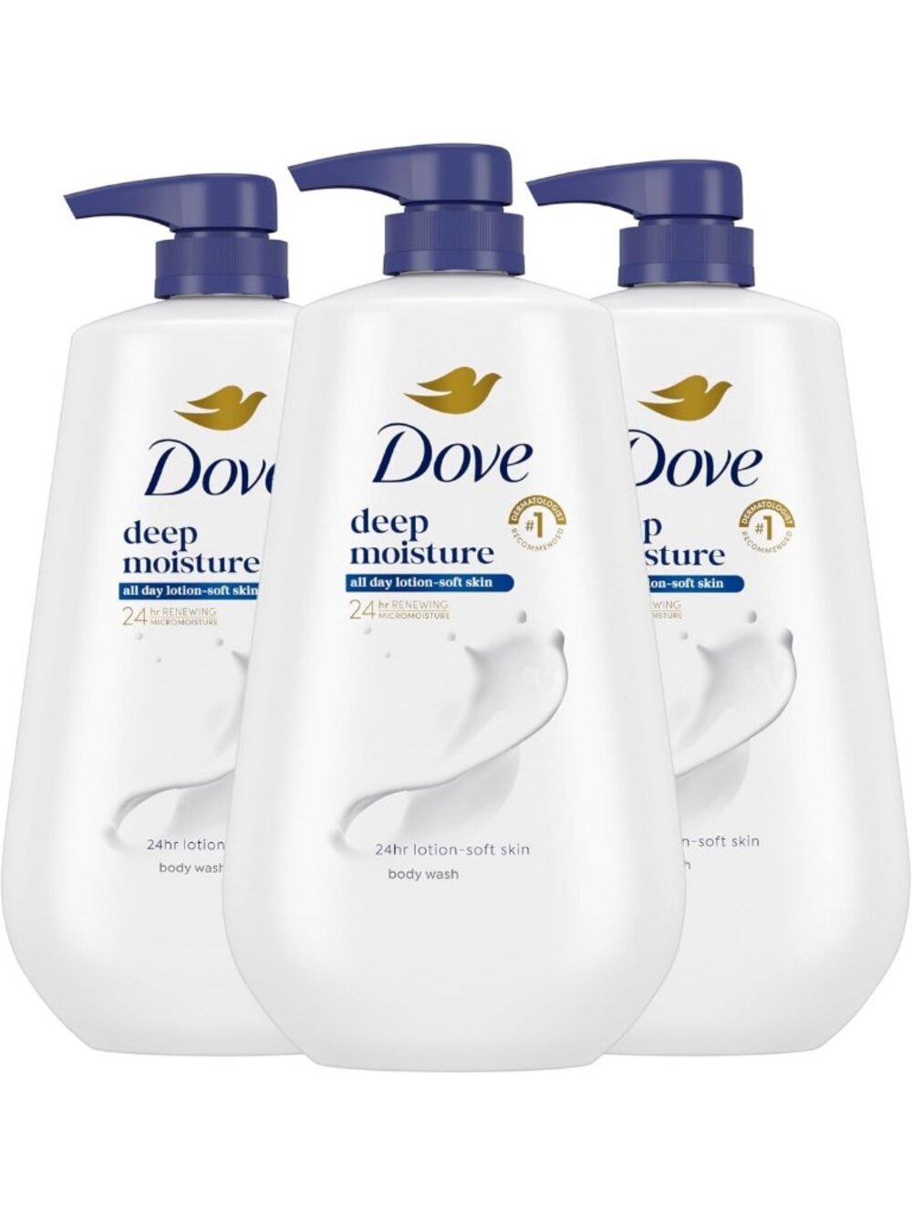 Deep Moisture Body Wash 30.6 oz Pump - Sulfate Free, Hydrating, 3 Pack